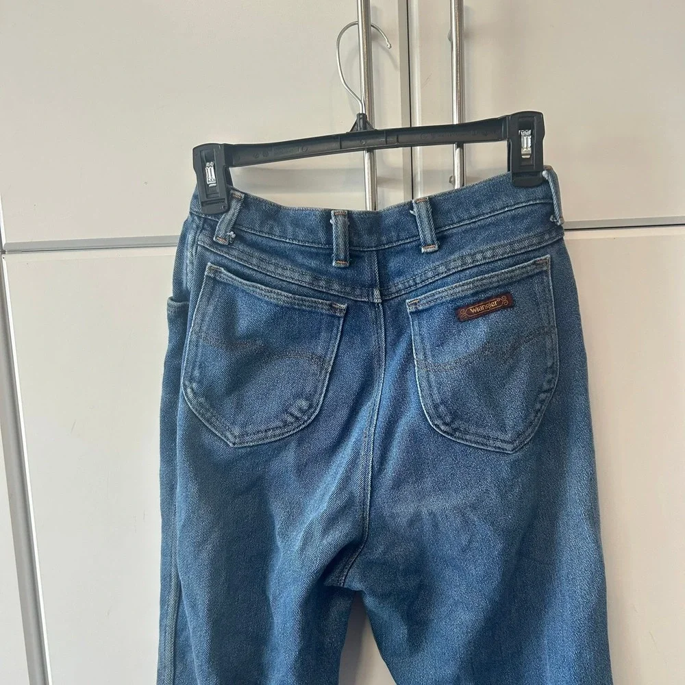 Vintage Wrangler Misses Regular Fit High Rise Straight Leg Blue Jeans Size 12